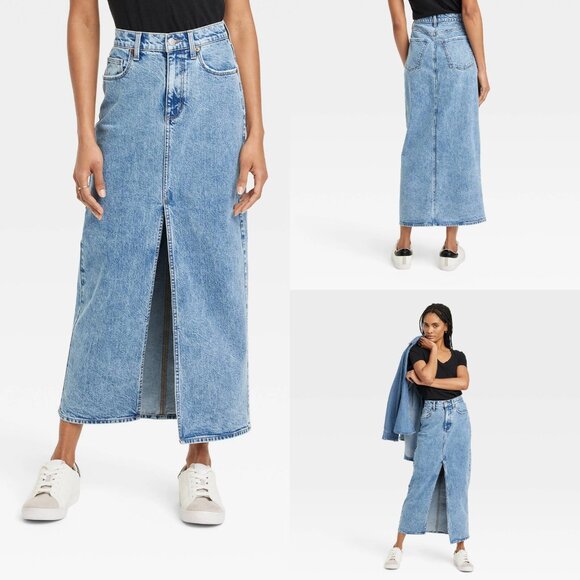 Size 14 - Womens Denim Maxi Skirt - Universal Thread - Medium Wash - Picture 1 of 6